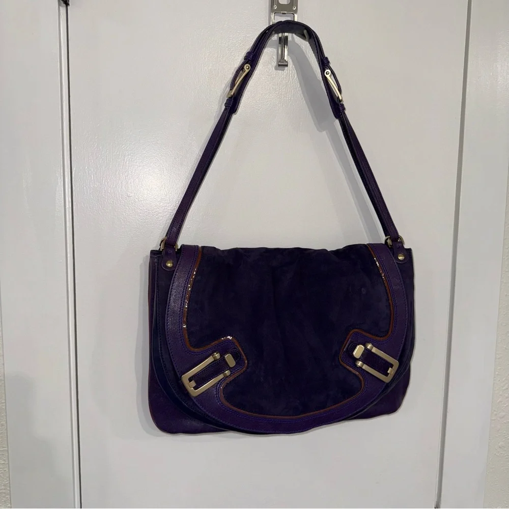 Vintage Versace Suede & Leather Shoulder Flap Messenger Bag - Picture 1 of 16
